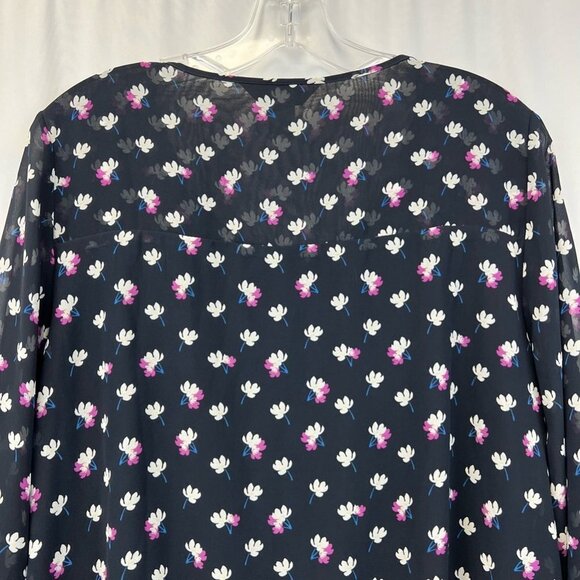 Christopher & Banks Womens Peasant Blouse Multicolor Long Sleeve Smocked Boho M - Picture 7 of 11